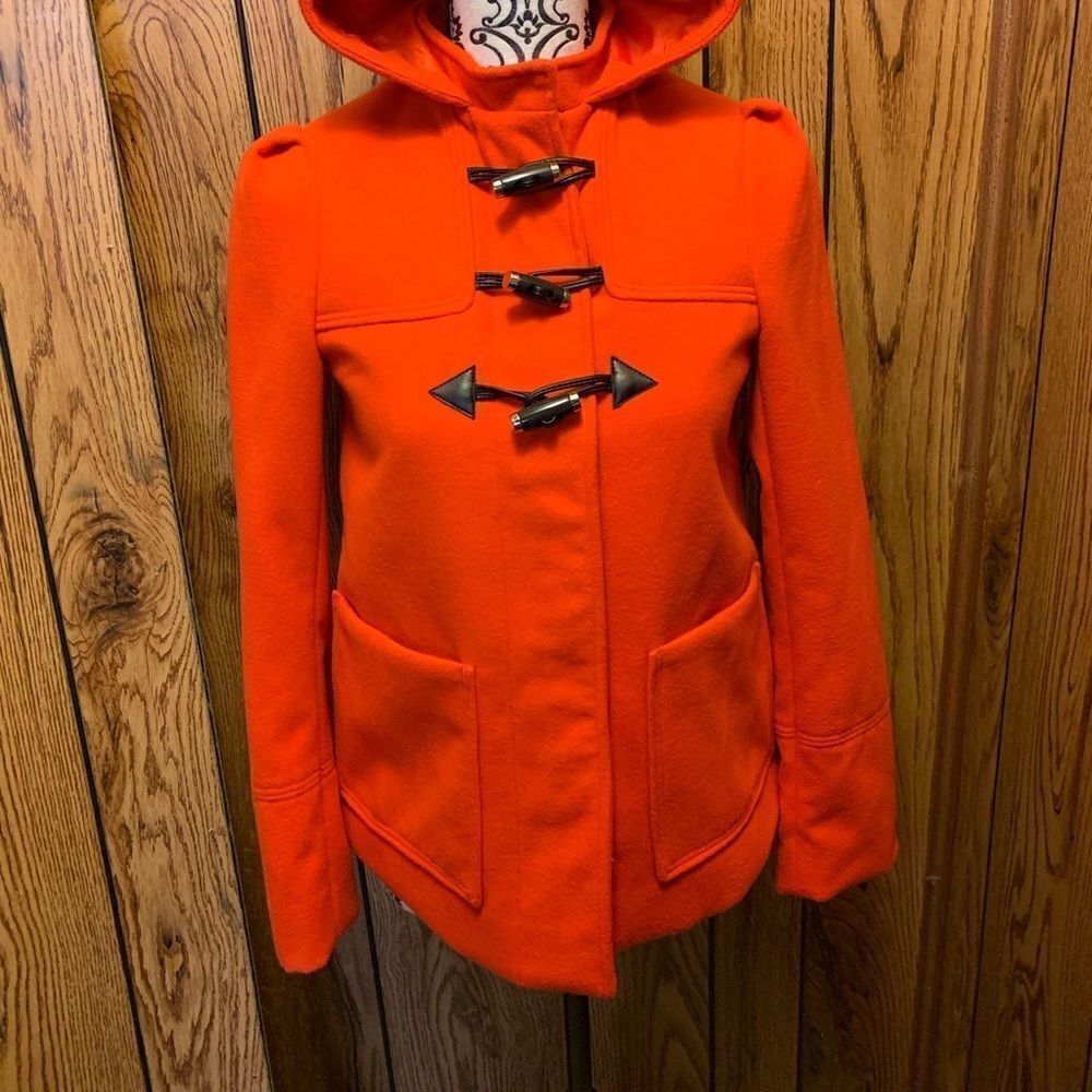 H&M red toggle button pea coat - Picture 3 of 9